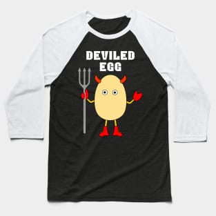 Deviled Egg White Text Baseball T-Shirt